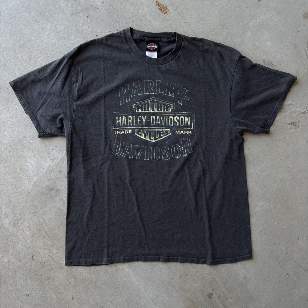 Harley Davidson Texarkana Texas T Shirt Mens XL Faded Black Dealer Y2K Biker